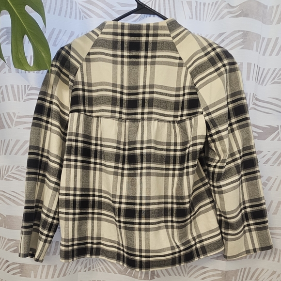BANANA REPUBLIC FACTORY White/Black Plaid Double Breasted Jacket S Petite (PM) - Picture 7 of 8
